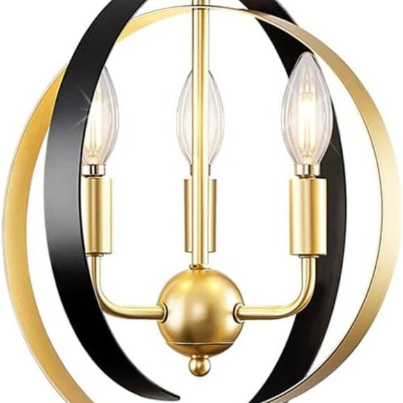 Black and Gold Pendant Light, New In Box - bulb NOT included. - Picture 1 of 5